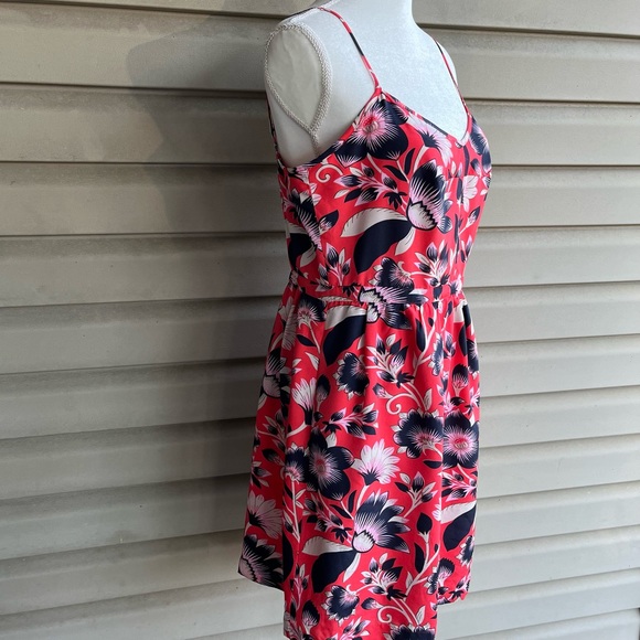 •J Crew Factory• Red Hibiscus Seaside Floral Dress - Size 10 - Picture 7 of 11